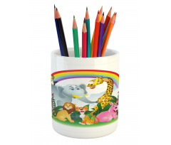 Animals Under Rainbow Pencil Pen Holder