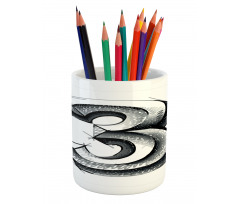 Sketchy Numeral 3 Pencil Pen Holder