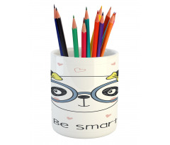 Doodle Panda Girl Glasses Pencil Pen Holder