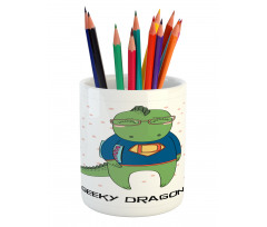 Nerd Dragon and Comic Book Pencil Pen Holder