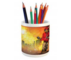 Rap Music City Skyline Pencil Pen Holder