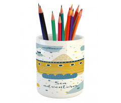 Ship and Puffy Clouds Pencil Pen Holder