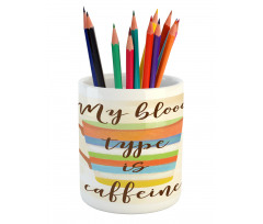 Caffeine Words Retro Mug Pencil Pen Holder