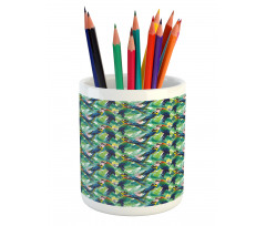 Scarlet Macaw Parrots Pencil Pen Holder