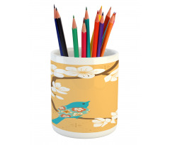 Birds on Cherry Blossom Pencil Pen Holder