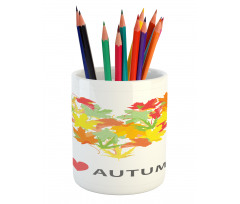 Maple Leaves with Heart Pencil Pen Holder