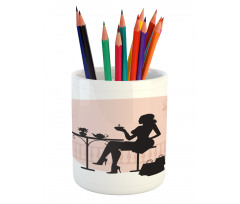 Silhouette Girl Pencil Pen Holder