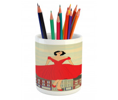 Lady in Red Dress Pencil Pen Holder