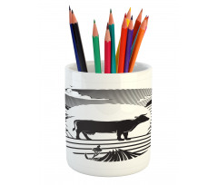 Rural Landscape Field Pencil Pen Holder