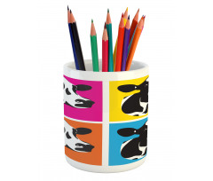 Pop Art Cow Heads Image Pencil Pen Holder