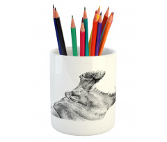 Yawning Hippo Sketch Pencil Pen Holder