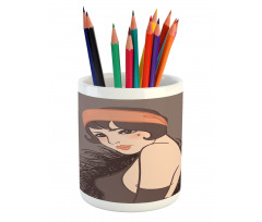 Girl with Mole Pencil Pen Holder