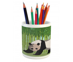 Panda Bamboo Pencil Pen Holder