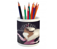 Fur Collar Lady Pencil Pen Holder