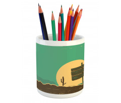 Grungy Desert Landscape Pencil Pen Holder