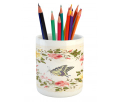 Vintage Wreath Butterfly Pencil Pen Holder