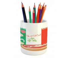 Italian Cuisine and Flag Pencil Pen Holder