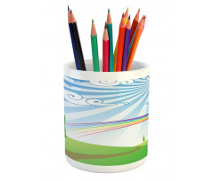 Rainbow on a Meadow Road Pencil Pen Holder