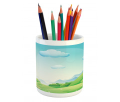 Cartoon Country Landscape Pencil Pen Holder