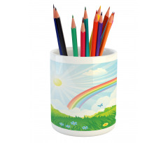 Sun and Rainbow Flowers Pencil Pen Holder