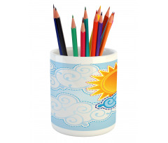 Cartoon Summer Swirls Pencil Pen Holder