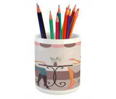 Women Having Coffee Pencil Pen Holder