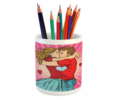 Pop Art Romantic Date Pencil Pen Holder