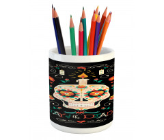 Calavera and Candle Pencil Pen Holder