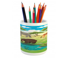 Jungle Bear Giraffe Pencil Pen Holder