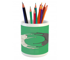 Sleeping Cats Trigrams Pencil Pen Holder