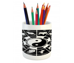 Chinese Horoscope Wheel Pencil Pen Holder