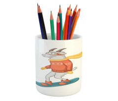 Cartoon Goat Snowboarding Pencil Pen Holder