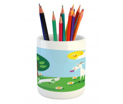 Baby Goat Playing Meadow Pencil Pen Holder