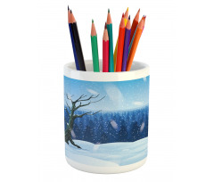 Cold Snowy Landscape Pencil Pen Holder