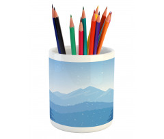 Snow Mountains Trees Pencil Pen Holder