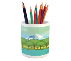 Mountains Lake Trees Pencil Pen Holder