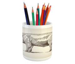 Vintage Hand-Drawn Image Pencil Pen Holder