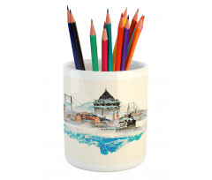 Watercolor Winter Art Pencil Pen Holder