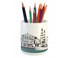 Coastal Town Harbor Pencil Pen Holder