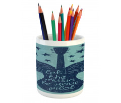 Guitar Wings Stars Words Pencil Pen Holder