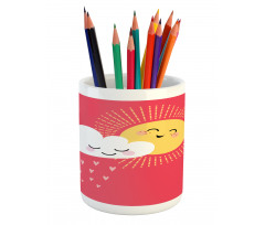 Valentines Cloud and Sun Pencil Pen Holder