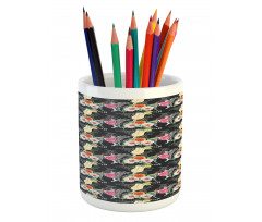 Cocktails Hibiscus Zebra Pencil Pen Holder