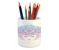 Tribal Boho Diva Floral Pencil Pen Holder