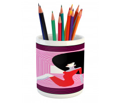 Pop Art Vintage Woman Pencil Pen Holder