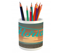 Grunge Sunset Coastline Pencil Pen Holder