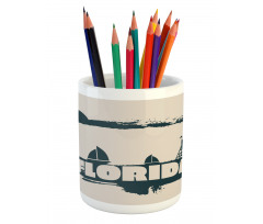 Vintage Seaside View Pencil Pen Holder