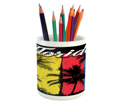 Grunge Palms Colorful Pencil Pen Holder