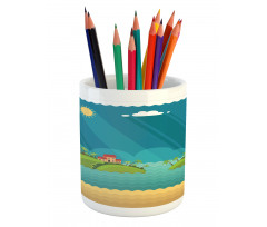 Tropical Islands Ocean Pencil Pen Holder