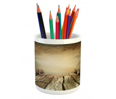 Lake and Blooming Flora Pencil Pen Holder