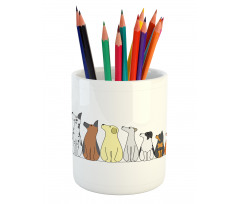 Dogs in a Row Looking Away Pencil Pen Holder